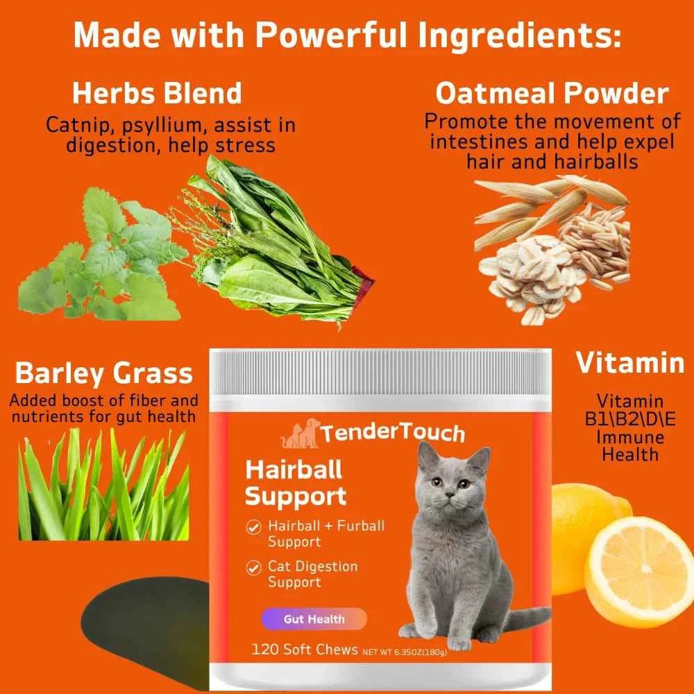 TenderTouch Hairball Control Chews - Cat Hairball Treats - 3 Gen of Hairball Support Supplements by Souths Cheap Stuff