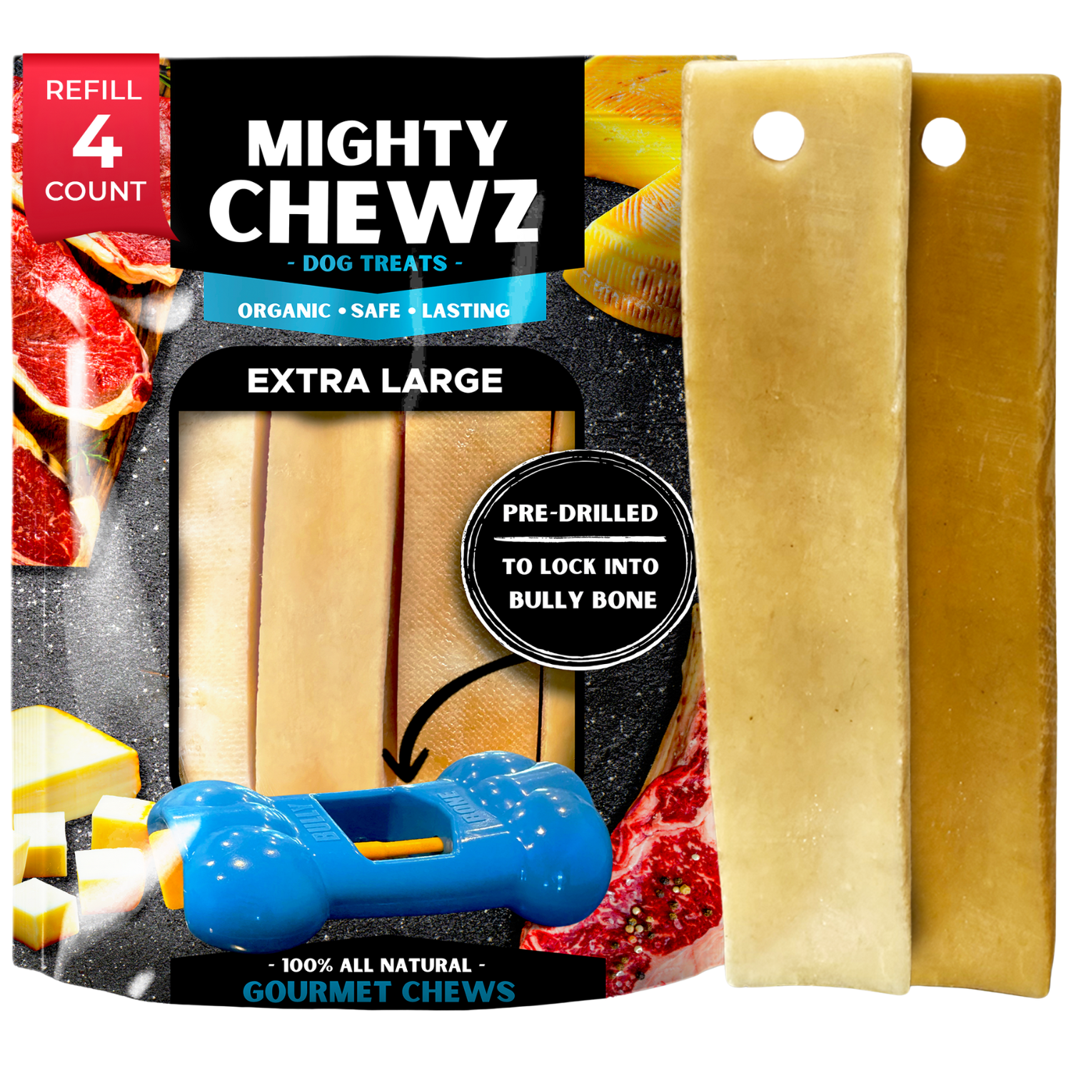 4 Pack XL Yak Cheese Refills For Mighty Chewz Bully Bone Holder - shop_name pets petsupplys