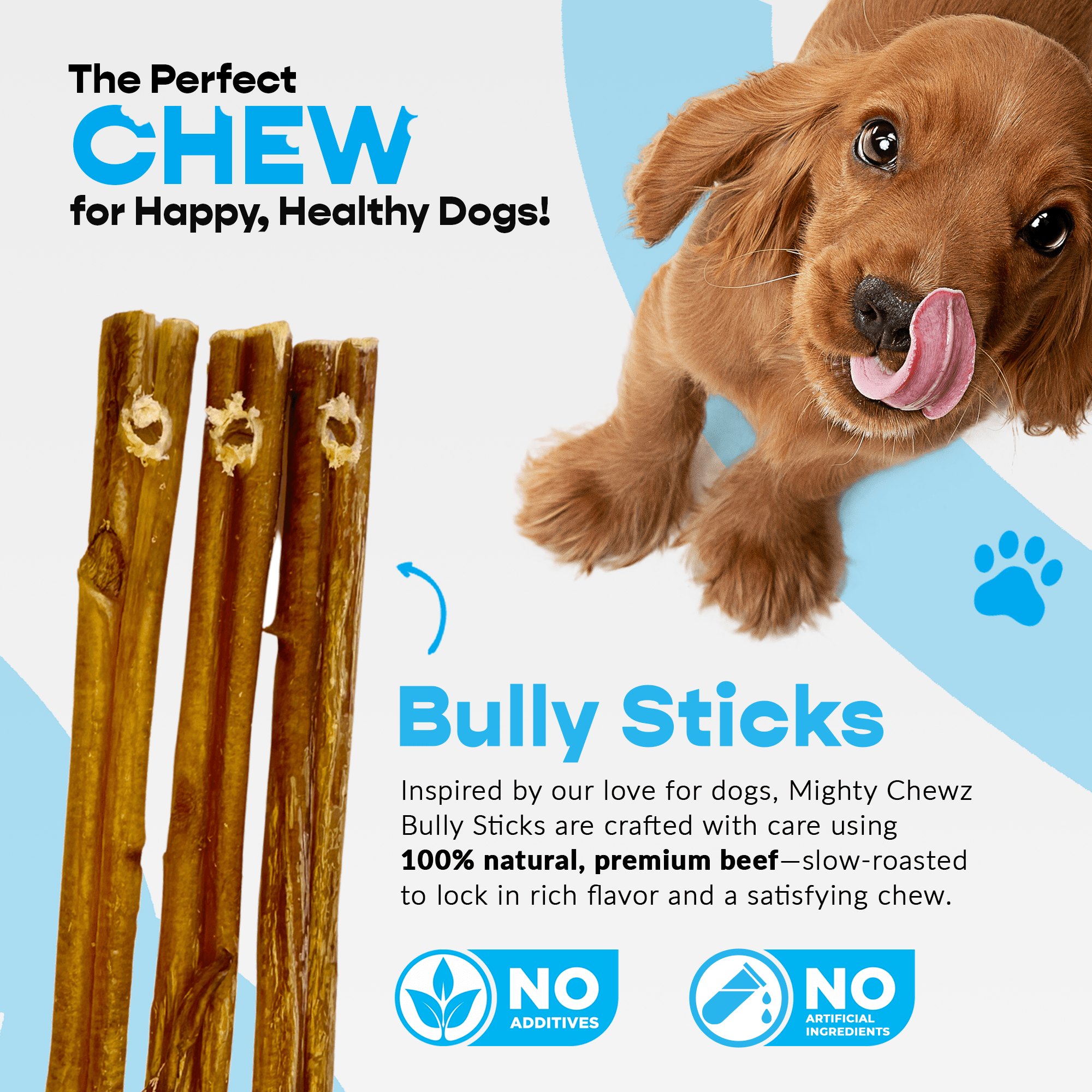 7 Inch Jumbo Bully Sticks Refill Pack Pre Drilled For Mighty Chewz Holder - shop_name pets petsupplys
