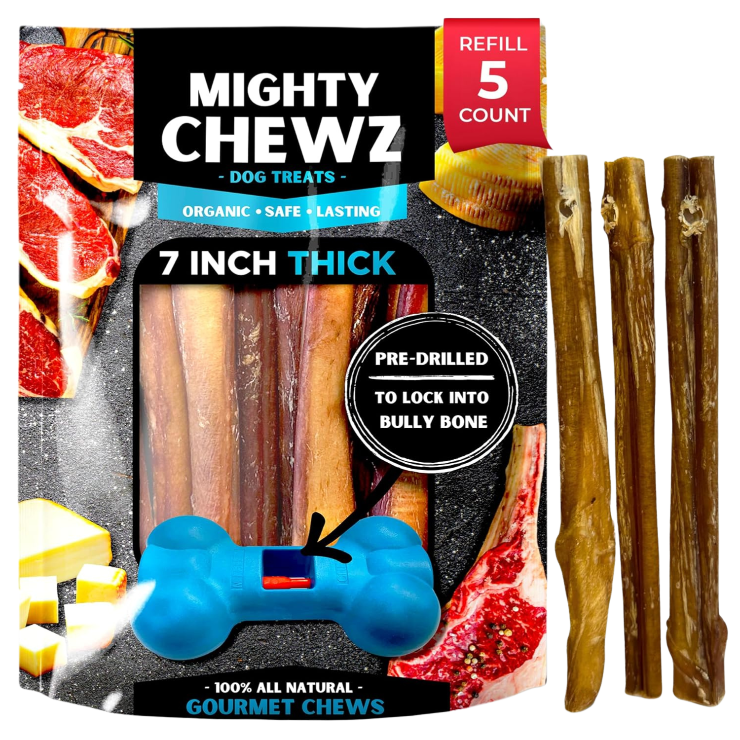 7" Thick Bully Sticks - Refill Pack - shop_name pets petsupplys