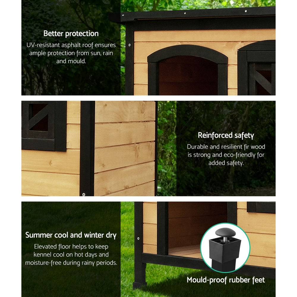 i.Pet Dog Kennel Large Wooden Outdoor Indoor House Pet Puppy Crate Cabin Waterproof by DropshipZone