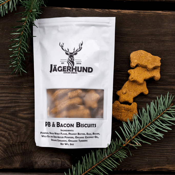 All Natural Peanut Butter Bacon Dog Biscuits With Antler Powder - shop_name pets petsupplys