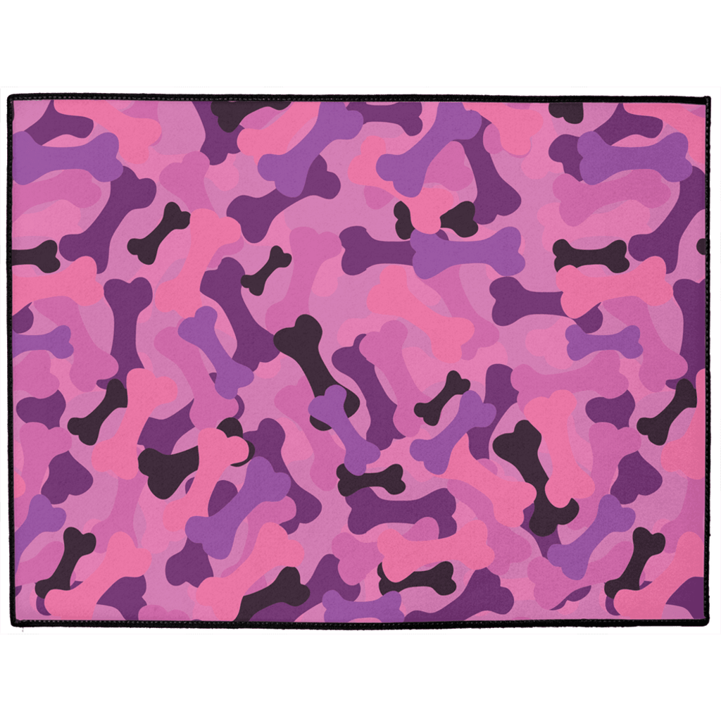 Bone Camo Pink Dog Mat For Doorway And Bowl Area With Durable Polyester Backing - shop_name pets petsupplys