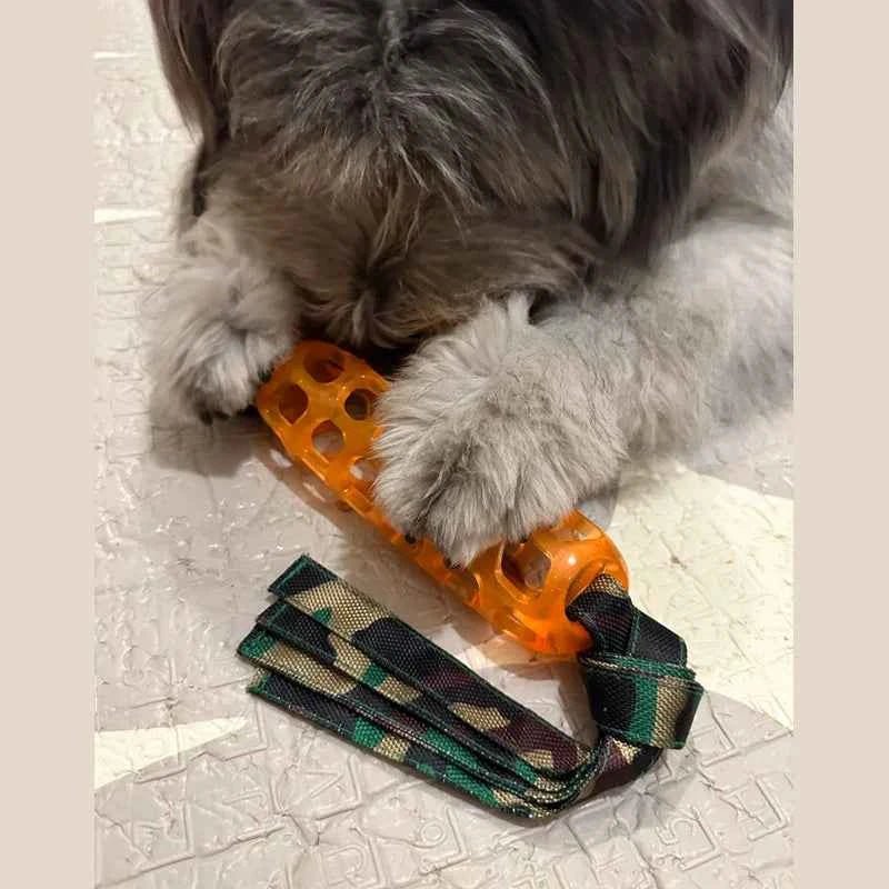 Soft Rubber Treat Dispenser Toy with Knotted Streamer for Dogs by Souths Cheap Stuff
