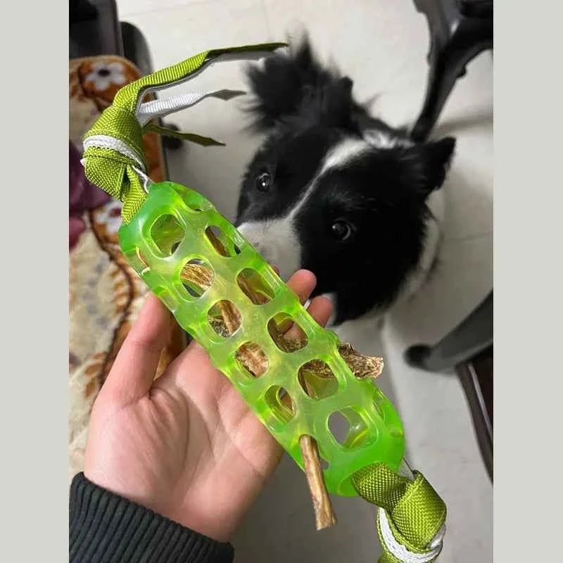 Soft Rubber Treat Dispenser Toy with Knotted Streamer for Dogs by Souths Cheap Stuff