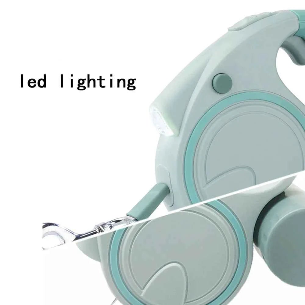 Retractable Dog Leash with LED Lights & Garbage Bag Dispenser - 5M Nylon Traction Belt by Souths Cheap Stuff