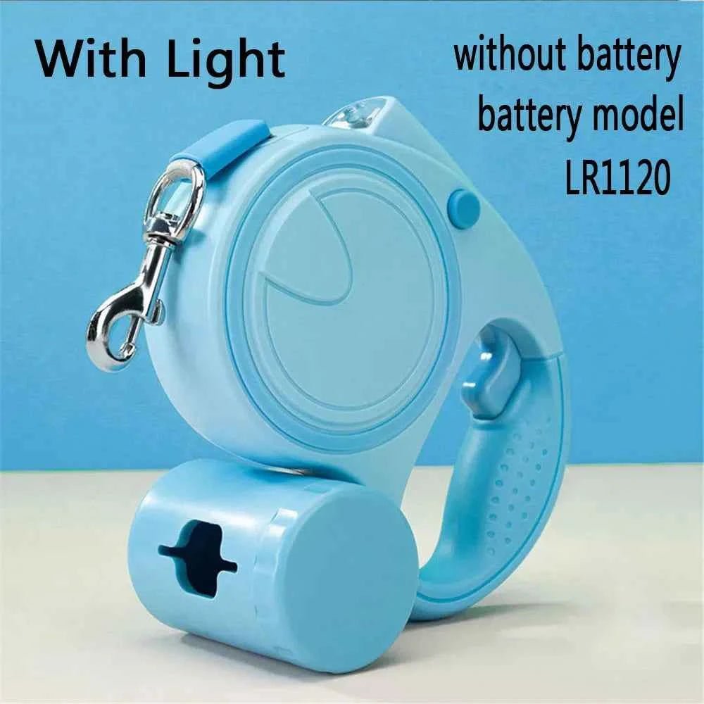 Retractable Dog Leash with LED Lights & Garbage Bag Dispenser - 5M Nylon Traction Belt by Souths Cheap Stuff