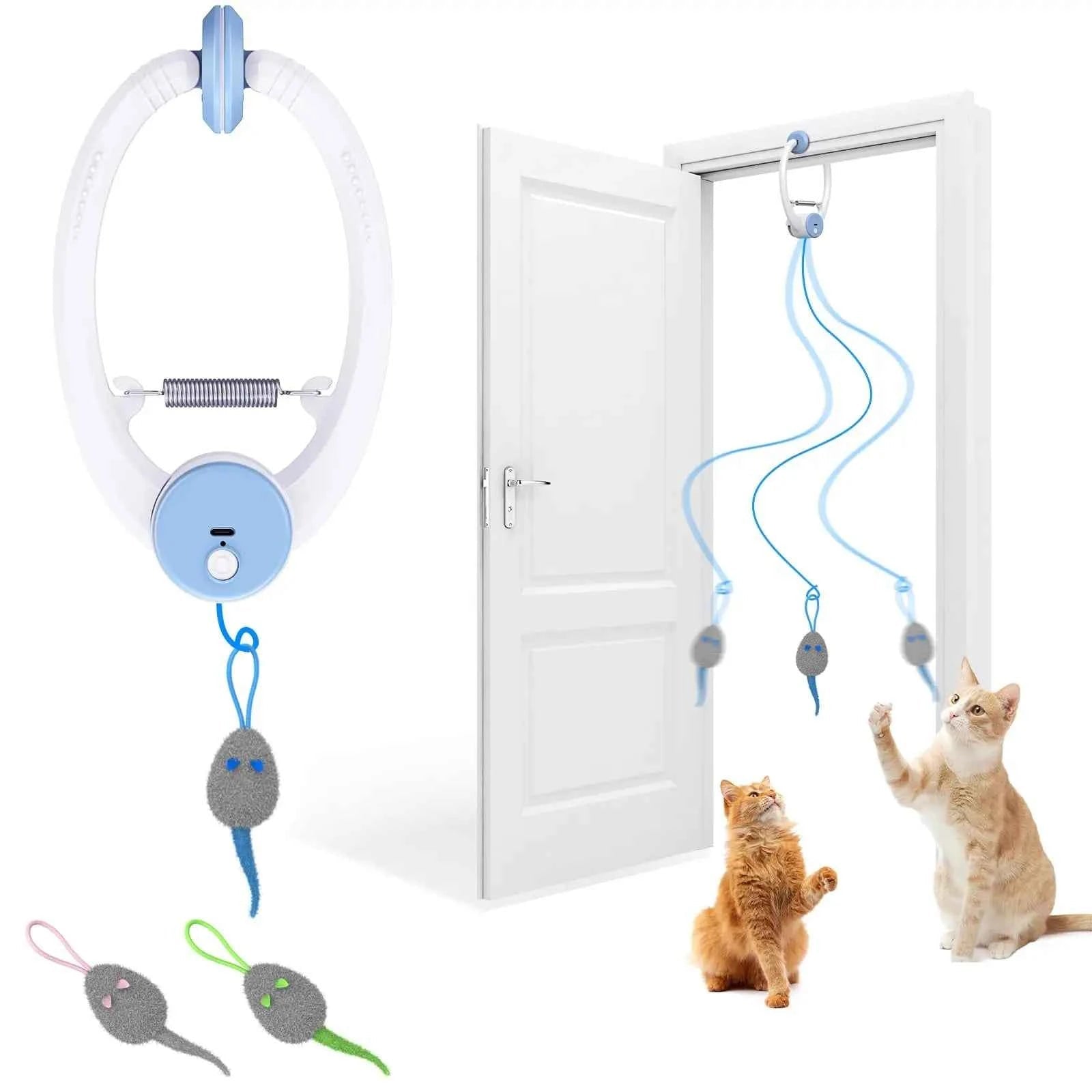 Interactive Auto-Rebound Cat Toy with Catnip Mice - Indoor Kitten Teaser by Souths Cheap Stuff