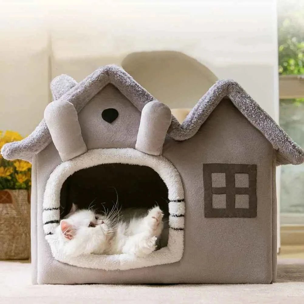 Foldable Double Roof Pet House, Cozy Indoor Cat Nest, Portable Dog Kennel by Souths Cheap Stuff