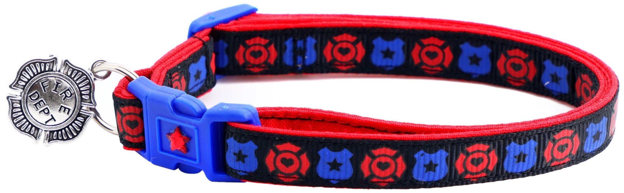 Fire And Police Badges Cat Collar With Breakaway Clip - shop_name pets petsupplys