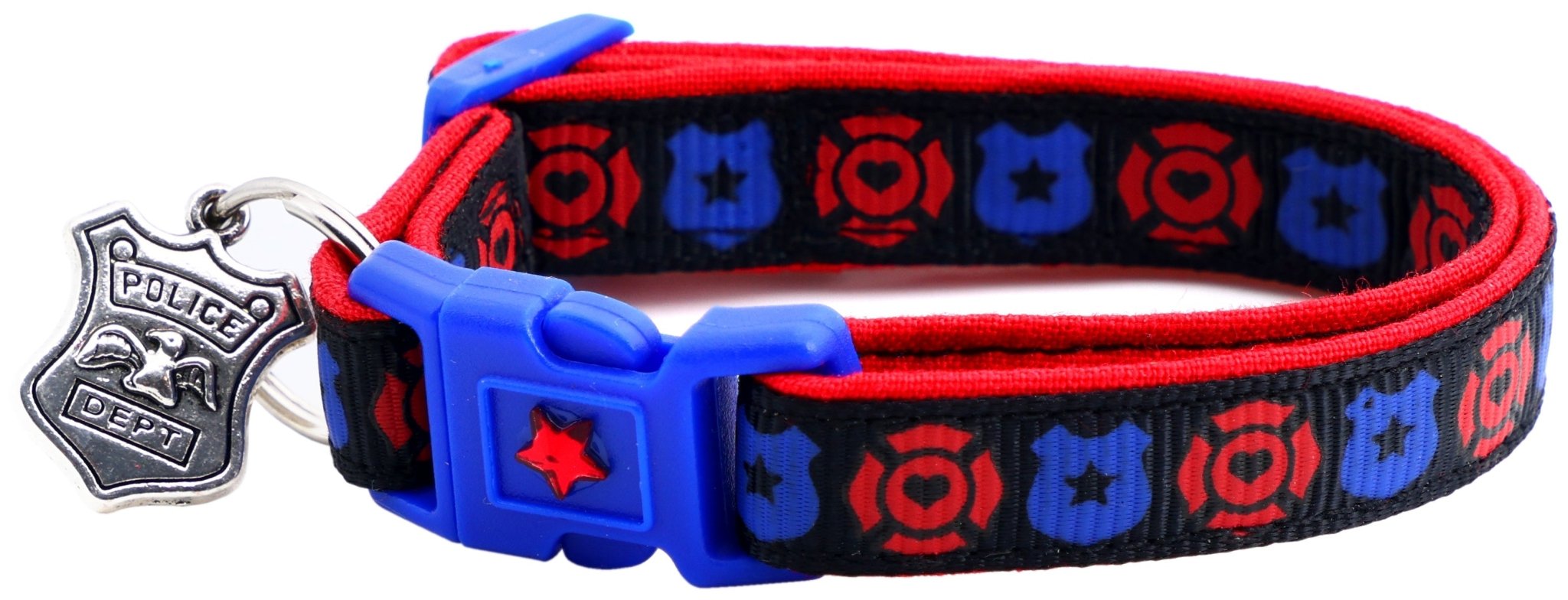 Fire And Police Badges Cat Collar With Breakaway Clip - shop_name pets petsupplys