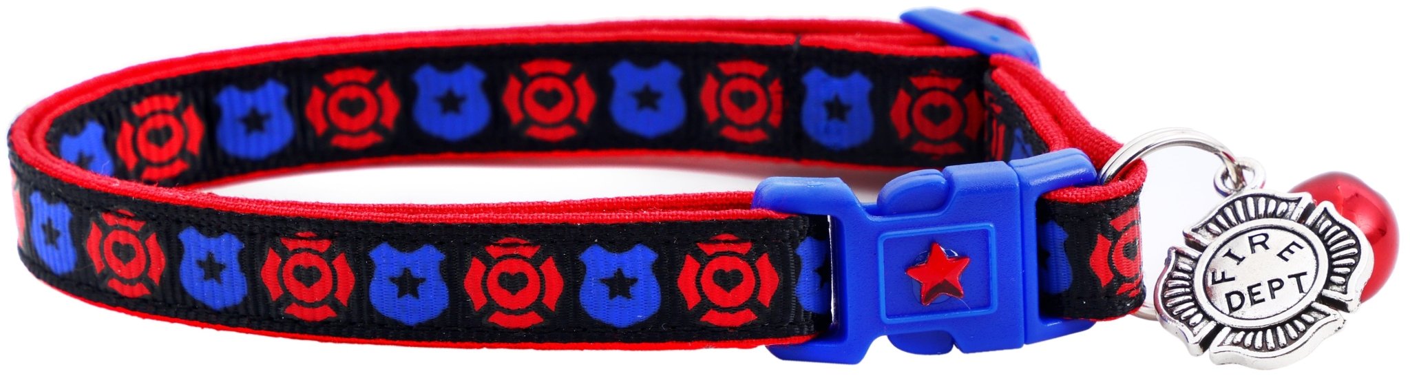 Fire And Police Badges Cat Collar With Breakaway Clip - shop_name pets petsupplys
