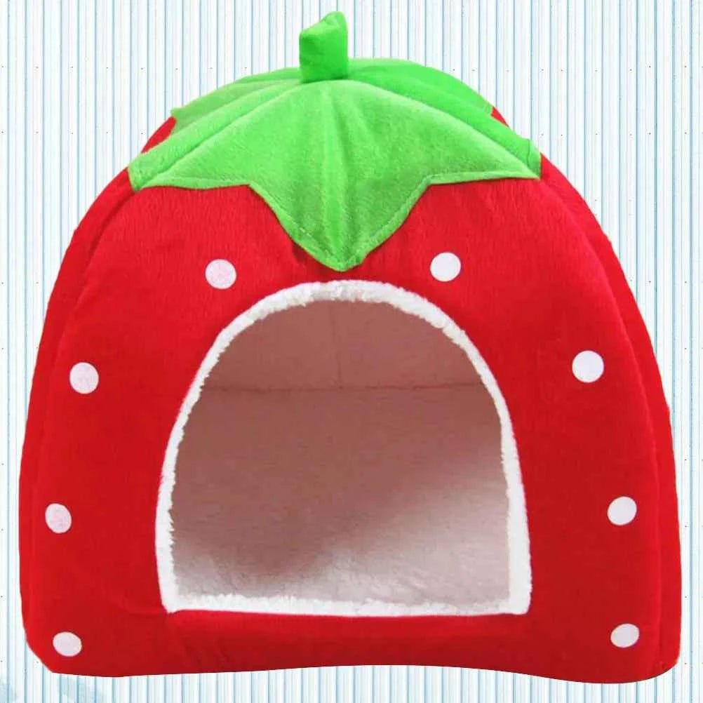 Strawberry Shape Pet Bed - Foldable & Warm - Ideal for Cats - Anti-Slip Bottom by Souths Cheap Stuff