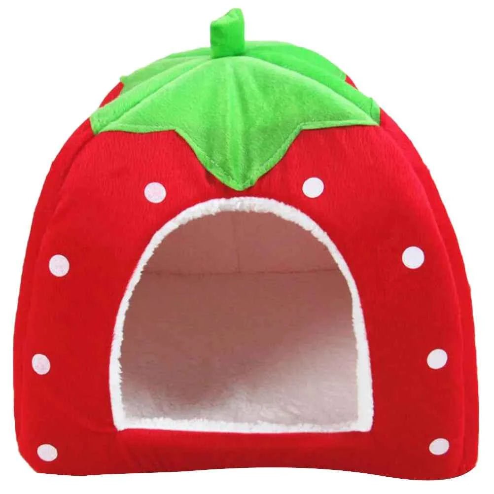 Strawberry Shape Pet Bed - Foldable & Warm - Ideal for Cats - Anti-Slip Bottom by Souths Cheap Stuff