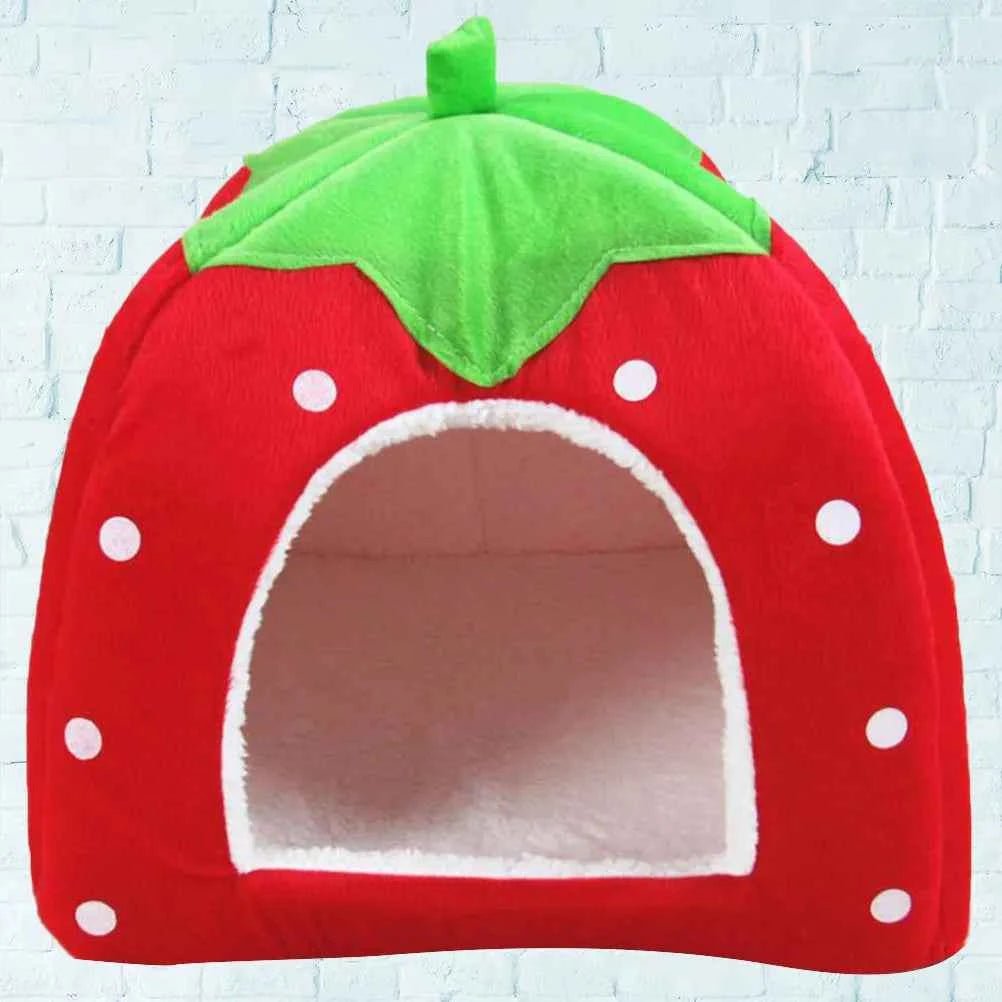 Strawberry Shape Pet Bed - Foldable & Warm - Ideal for Cats - Anti-Slip Bottom by Souths Cheap Stuff