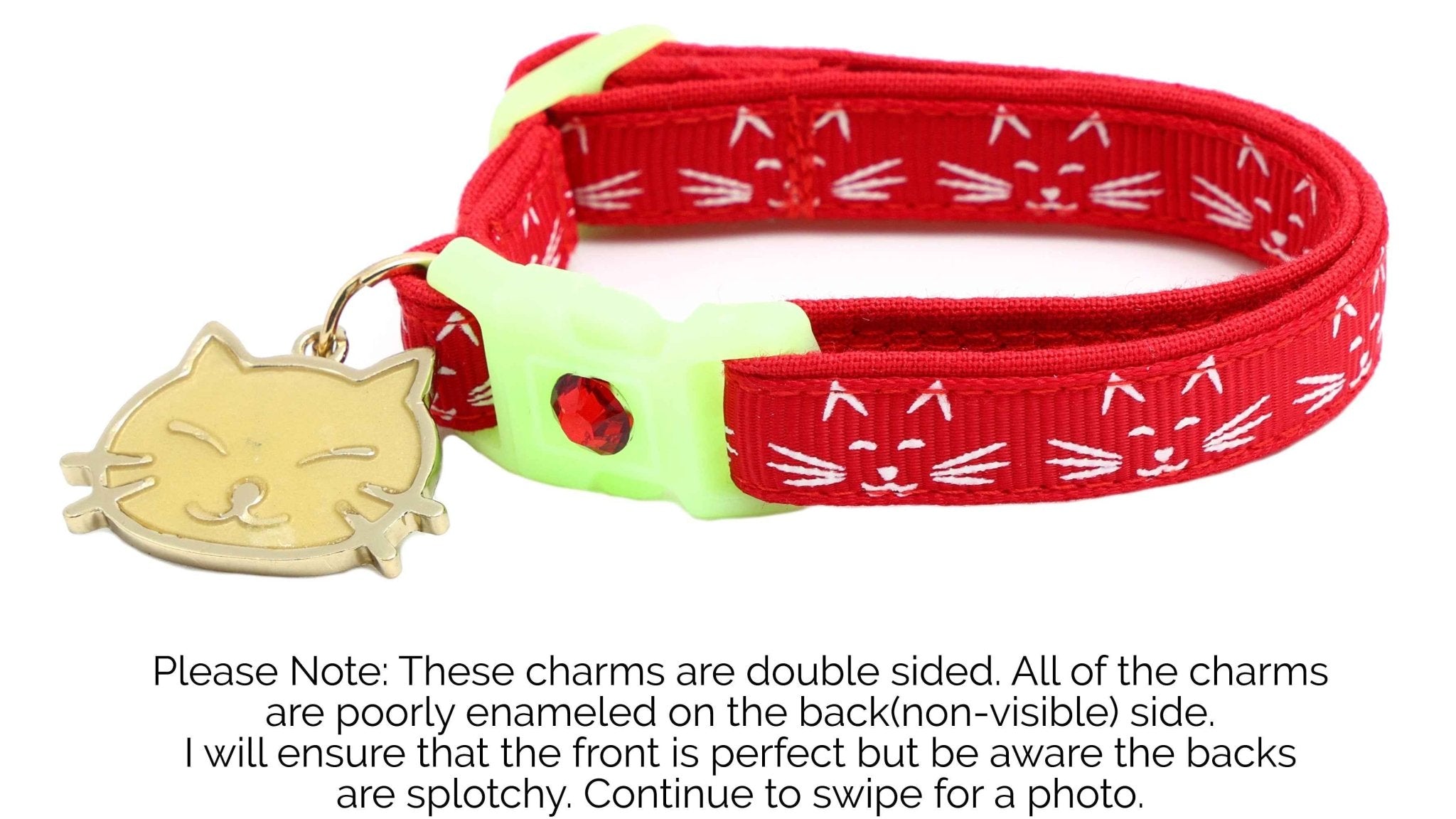 Glowing Cat Faces Breakaway Cat Collar by Pugs2Persians