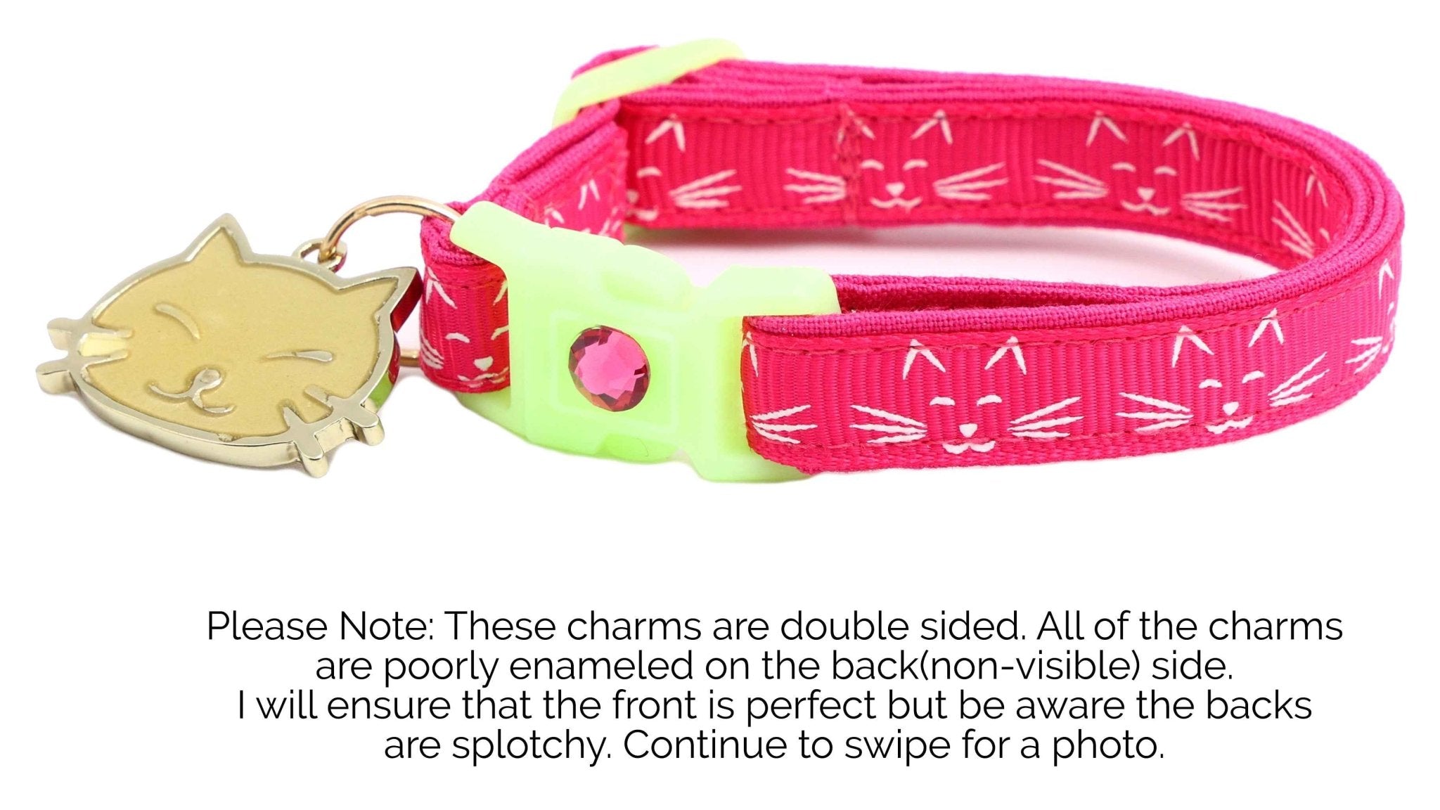 Glowing Cat Faces Breakaway Cat Collar by Pugs2Persians
