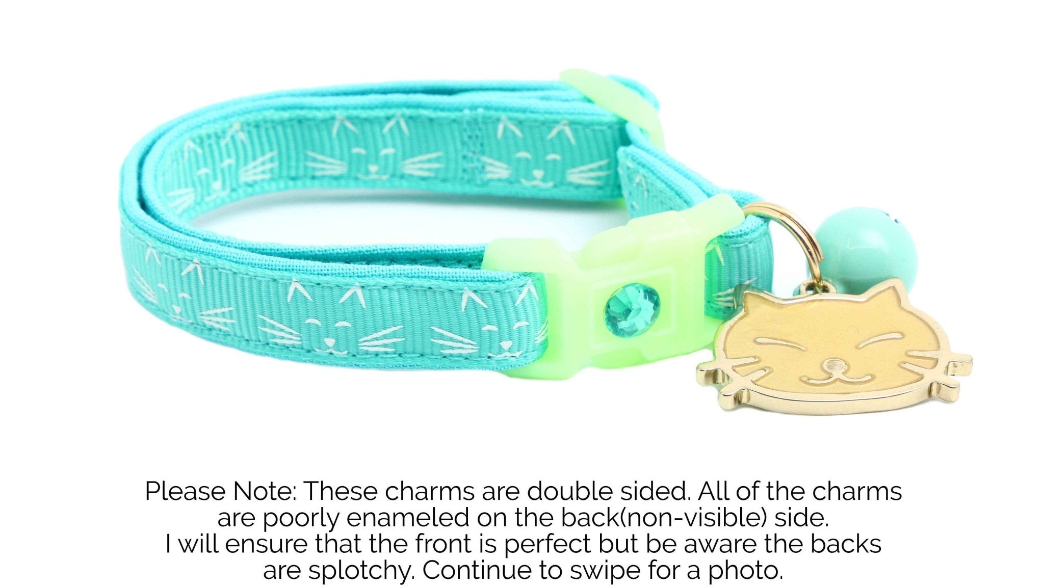 Glowing Cat Faces Breakaway Cat Collar by Pugs2Persians
