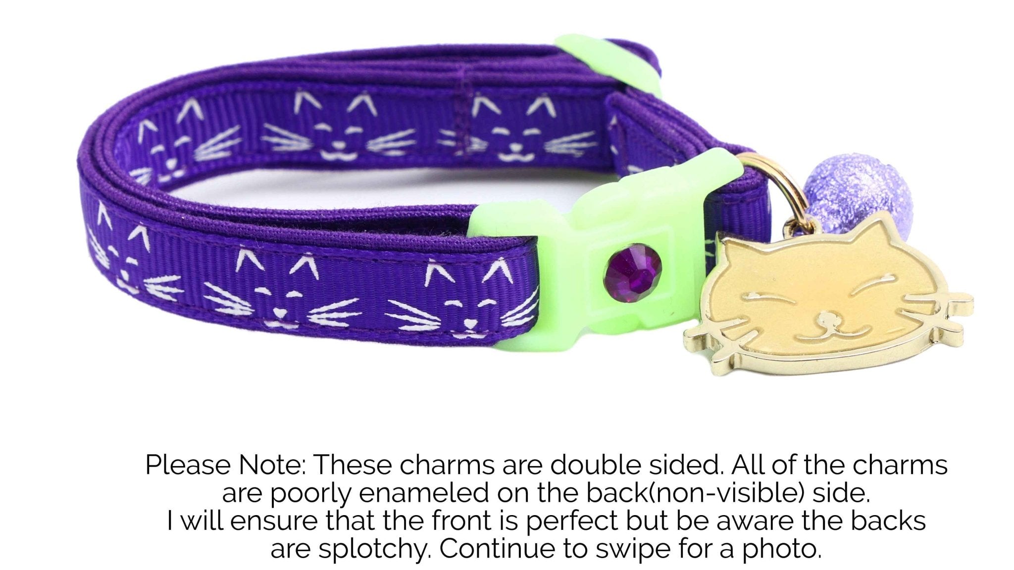 Glowing Cat Faces Breakaway Cat Collar by Pugs2Persians