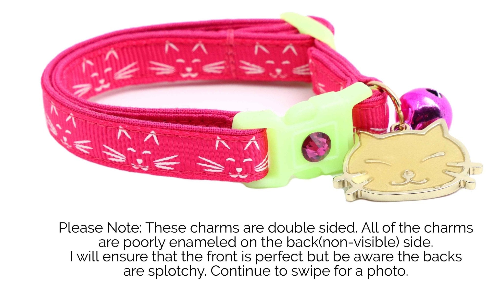 Glowing Cat Faces Breakaway Cat Collar by Pugs2Persians