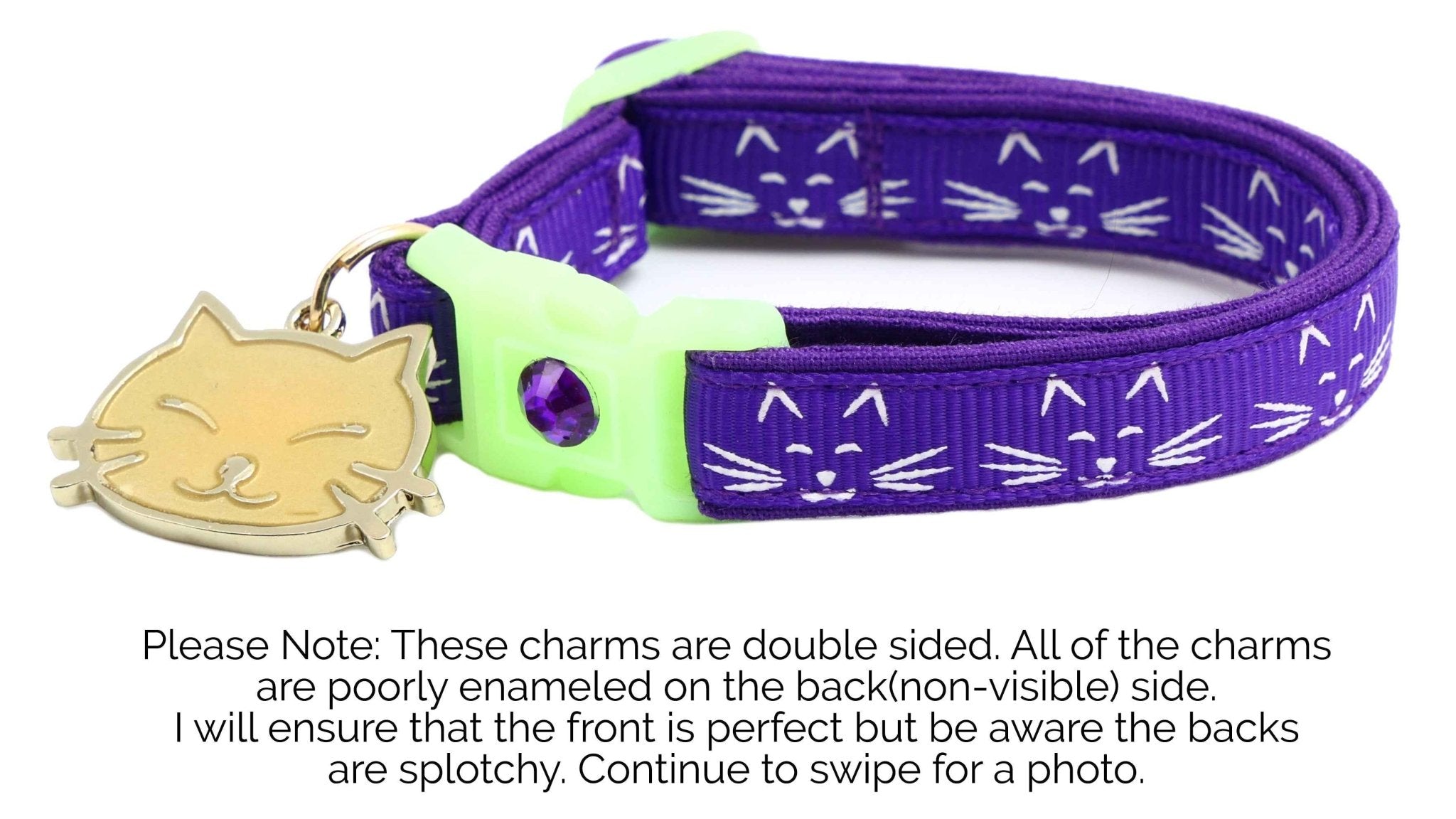 Glowing Cat Faces Breakaway Cat Collar by Pugs2Persians