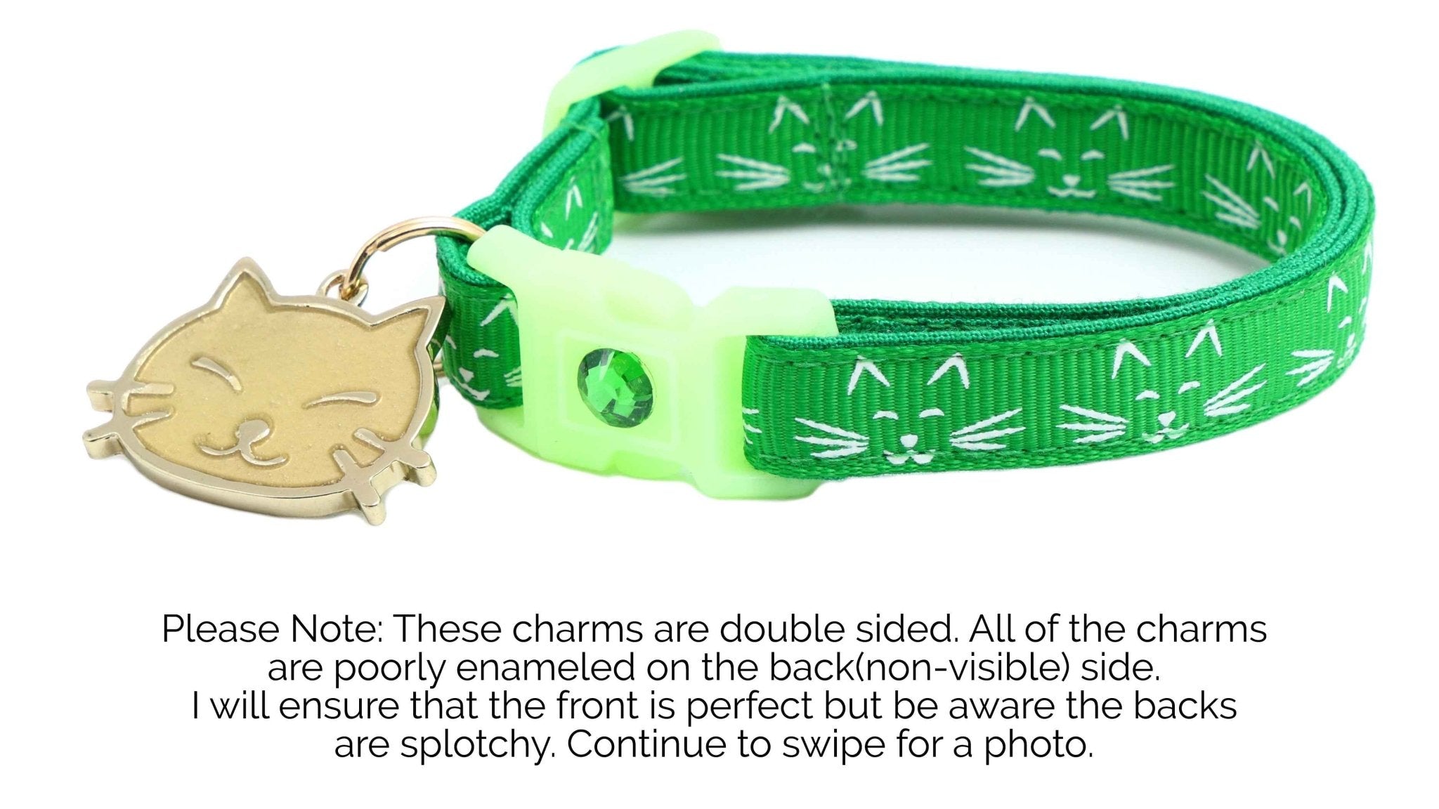 Glowing Cat Faces Breakaway Cat Collar by Pugs2Persians