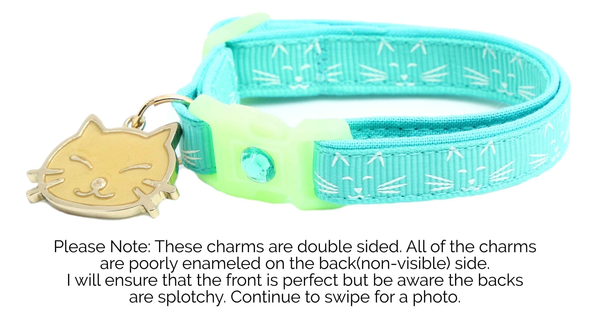 Glowing Cat Faces Breakaway Cat Collar by Pugs2Persians