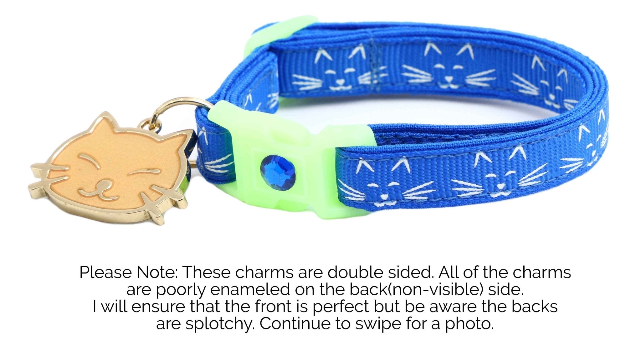 Glowing Cat Faces Breakaway Cat Collar by Pugs2Persians