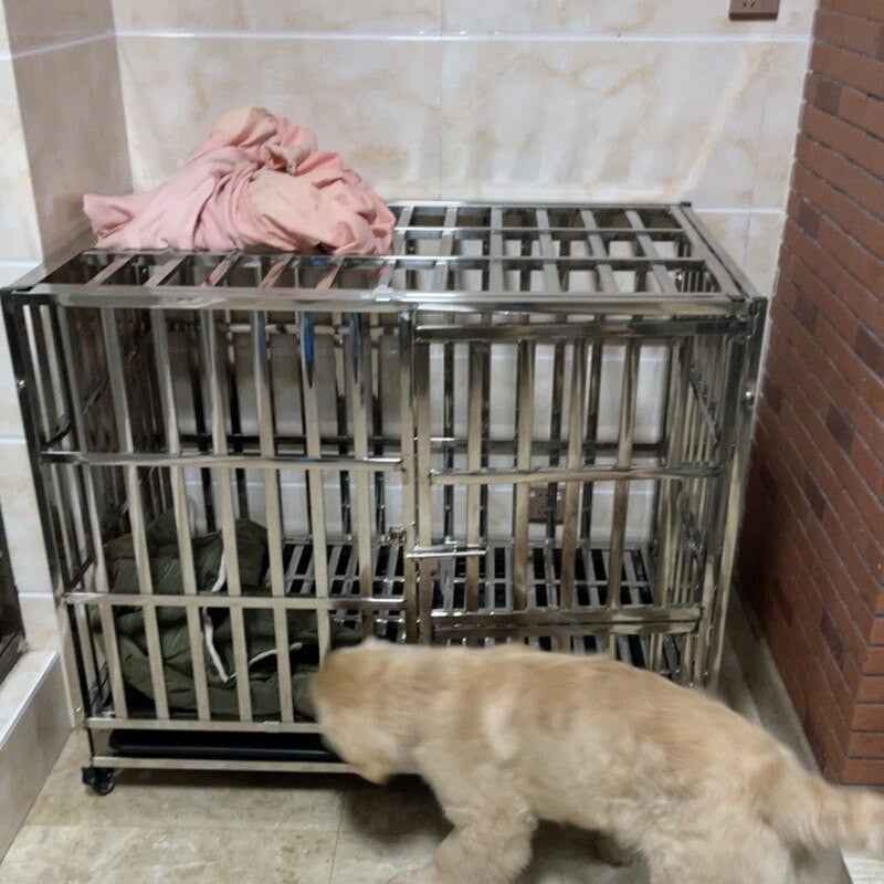 Heavy Duty Stainless Steel Dog Kennel Crate - shop_name pets petsupplys