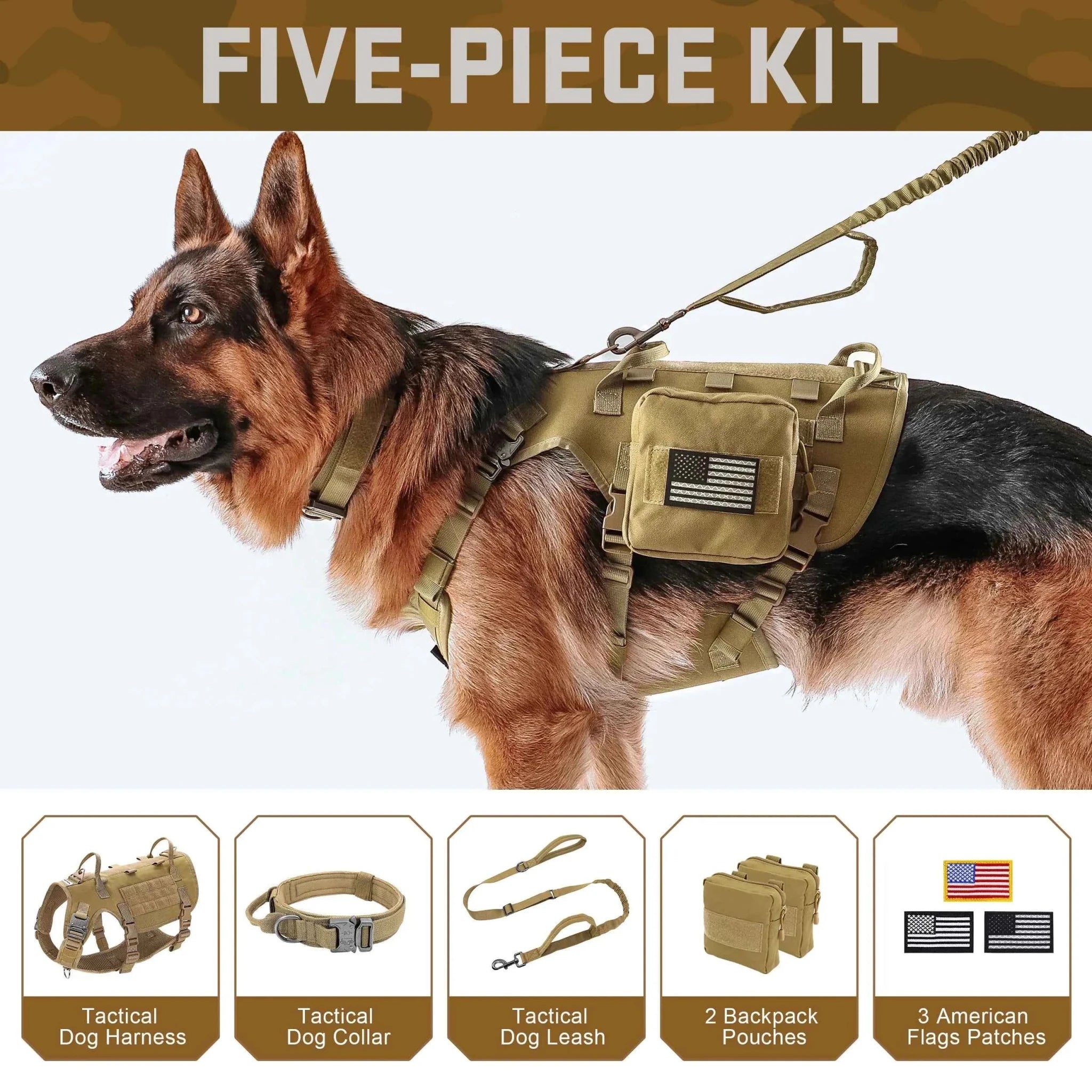 Durable Military Dog Training Set with Flags, Harness, Leash & Pouches by Souths Cheap Stuff