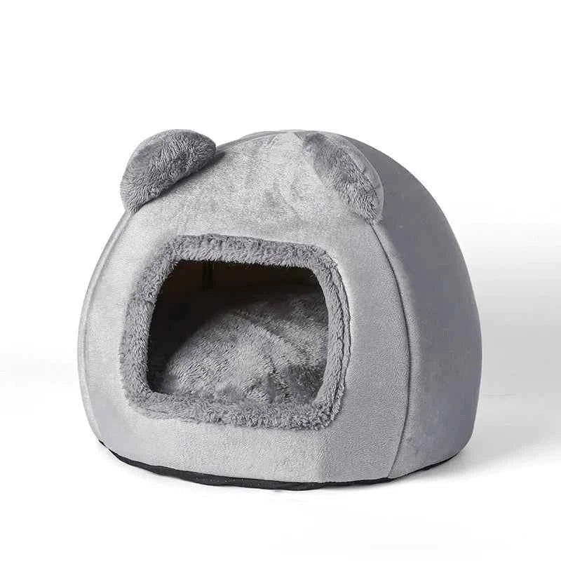 Bear Head Warm Plush Cat Bed Cozy Cave for Pets Indoor Pet House by Souths Cheap Stuff