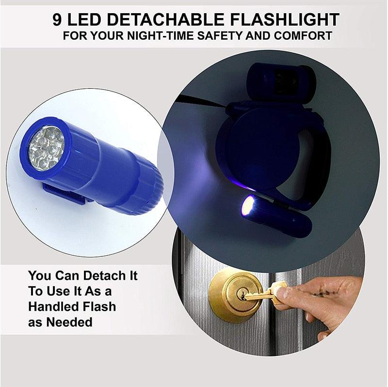 Nightwalk 4.5M Led Light And Waste Bag Dispenser Retractable Dog Leash by Dog Hugs Cat