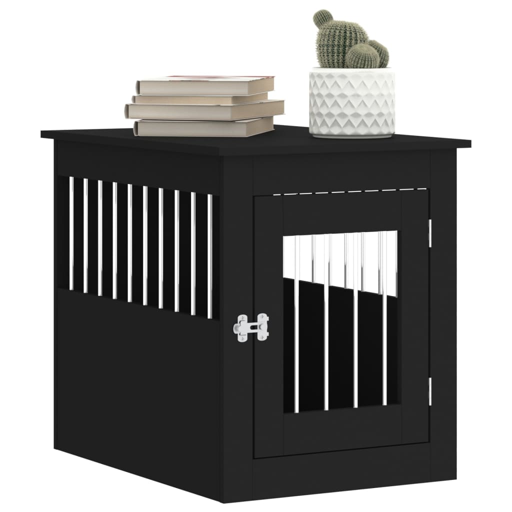 NNEVL Dog Crate Furniture Black 55x75x65 cm Engineered Wood - shop_name pets petsupplys