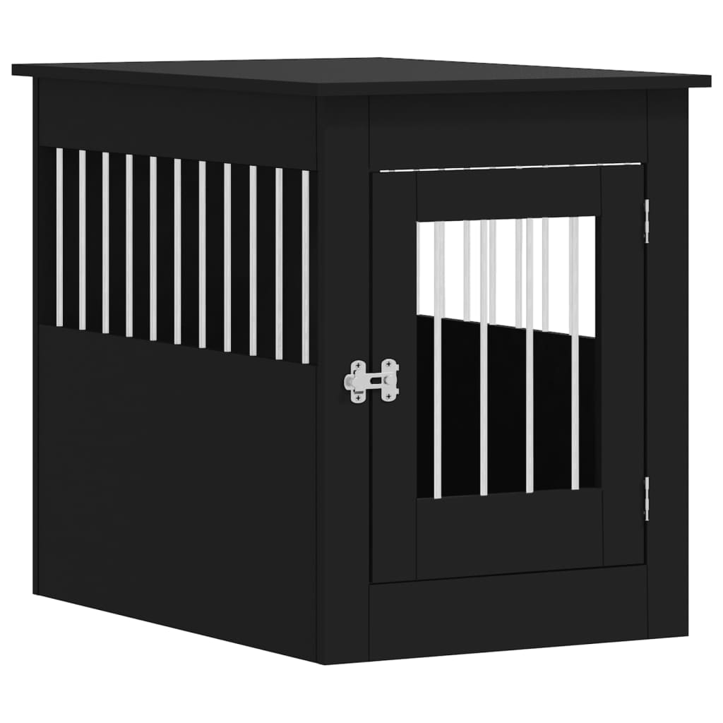 NNEVL Dog Crate Furniture Black 55x80x68 cm Engineered Wood - shop_name pets petsupplys