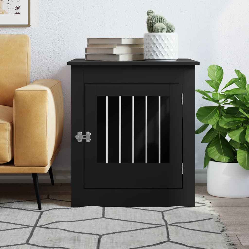 NNEVL Dog Crate Furniture Black 64.5x80x71 cm Engineered Wood - shop_name pets petsupplys