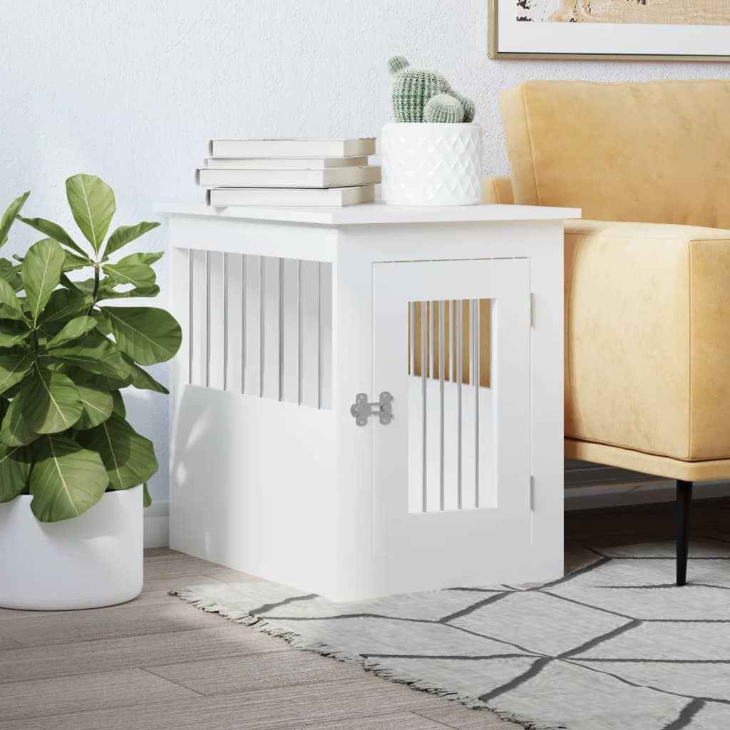 NNEVL Dog Crate Furniture White 45x62x59 cm Engineered Wood - shop_name pets petsupplys