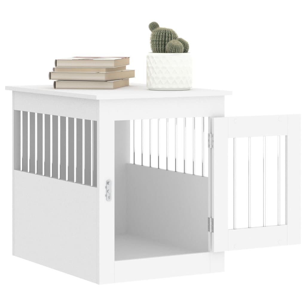 NNEVL Dog Crate Furniture White 55x75x65 cm Engineered Wood - shop_name pets petsupplys