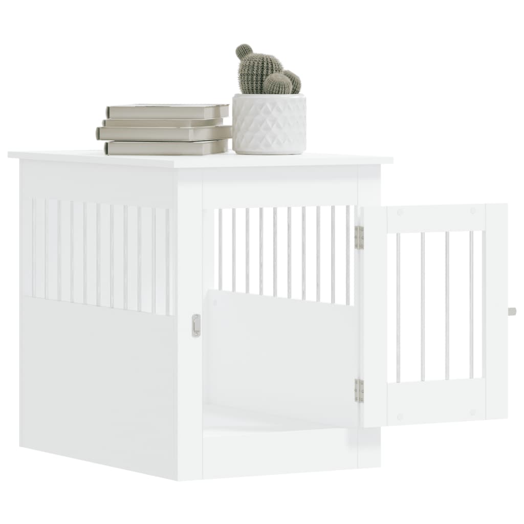 NNEVL Dog Crate Furniture White 55x80x68 cm Engineered Wood - shop_name pets petsupplys
