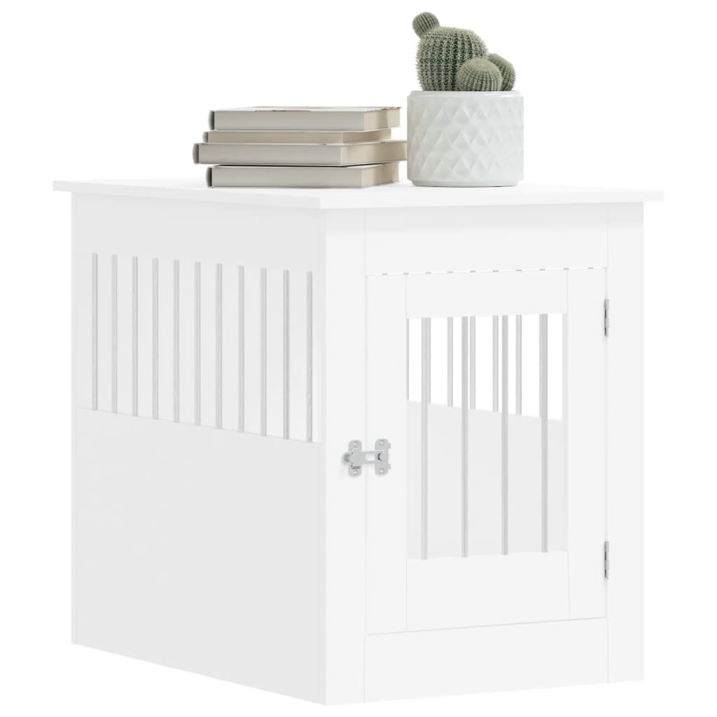 NNEVL Dog Crate Furniture White 55x80x68 cm Engineered Wood - shop_name pets petsupplys