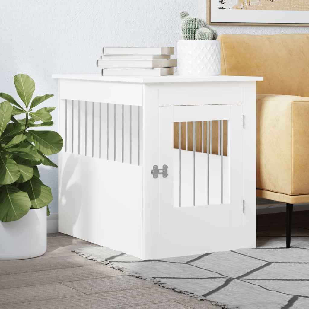 NNEVL Dog Crate Furniture White 55x80x68 cm Engineered Wood - shop_name pets petsupplys