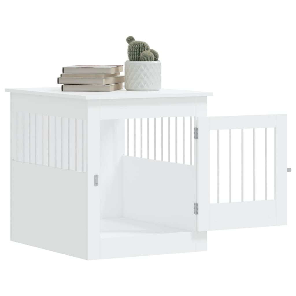 NNEVL Dog Crate Furniture White 64.5x80x71 cm Engineered Wood - shop_name pets petsupplys