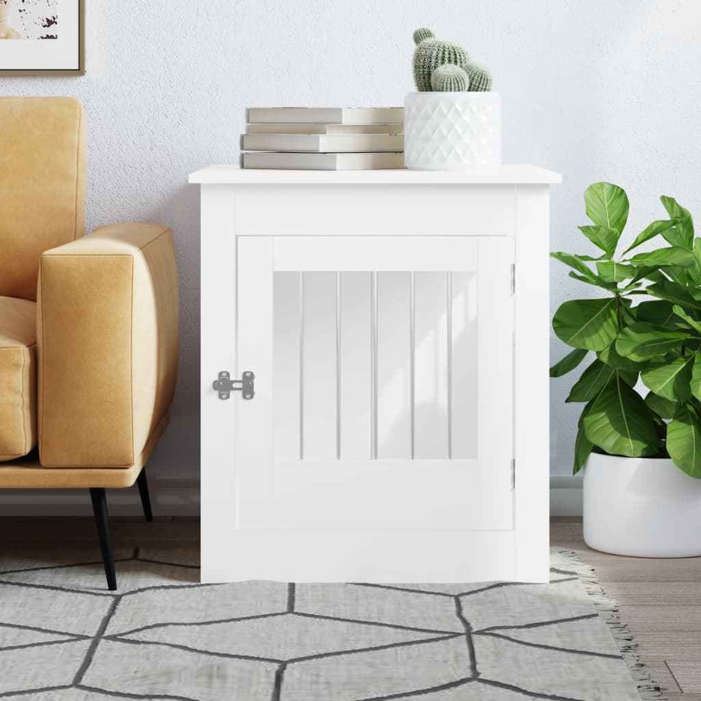 NNEVL Dog Crate Furniture White 64.5x80x71 cm Engineered Wood - shop_name pets petsupplys
