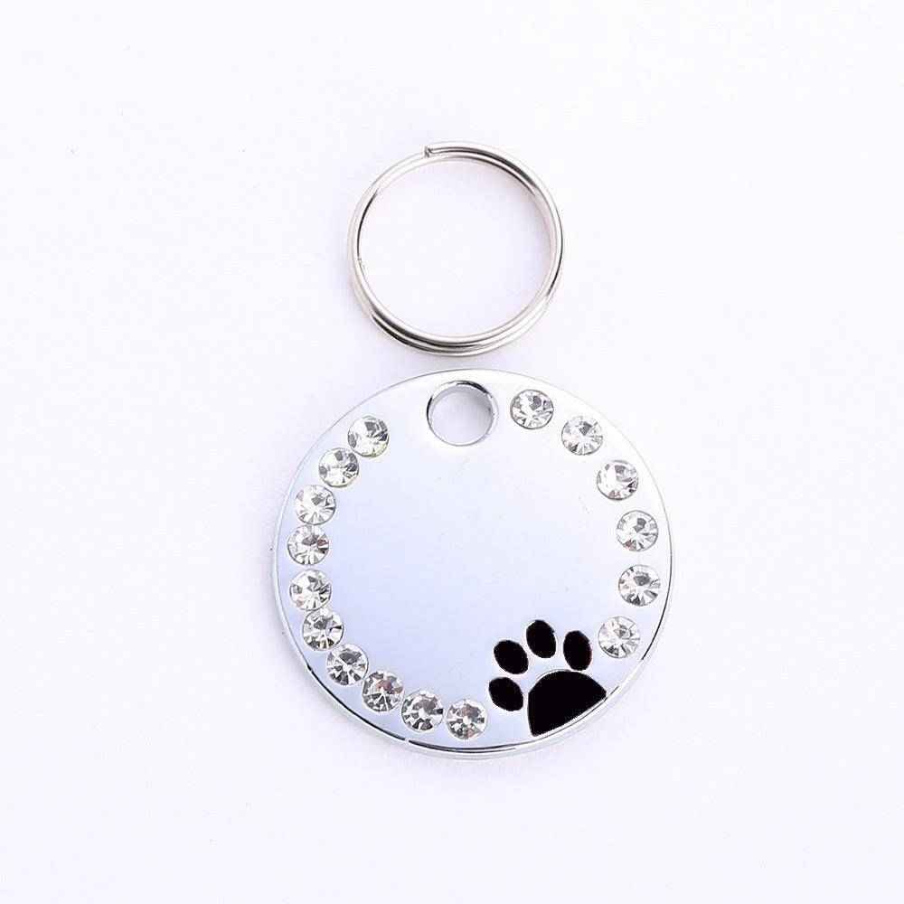 Personalized Round Metal Dog Tag Keychain by Dog Hugs Cat