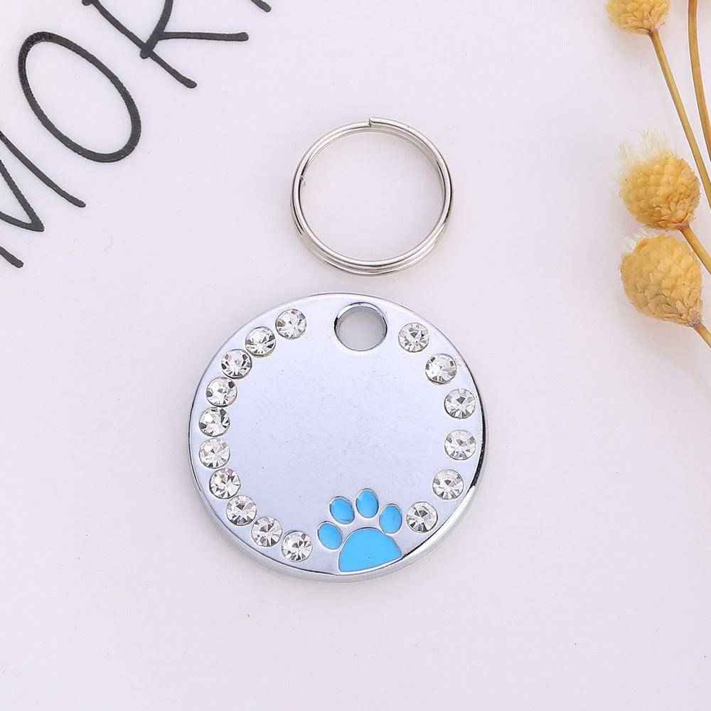 Personalized Round Metal Dog Tag Keychain by Dog Hugs Cat