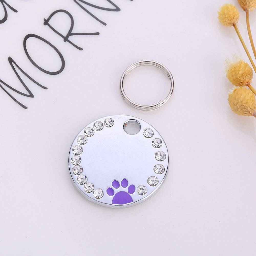 Personalized Round Metal Dog Tag Keychain by Dog Hugs Cat