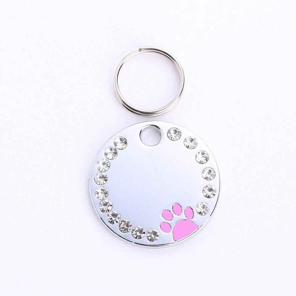 Personalized Round Metal Dog Tag Keychain by Dog Hugs Cat
