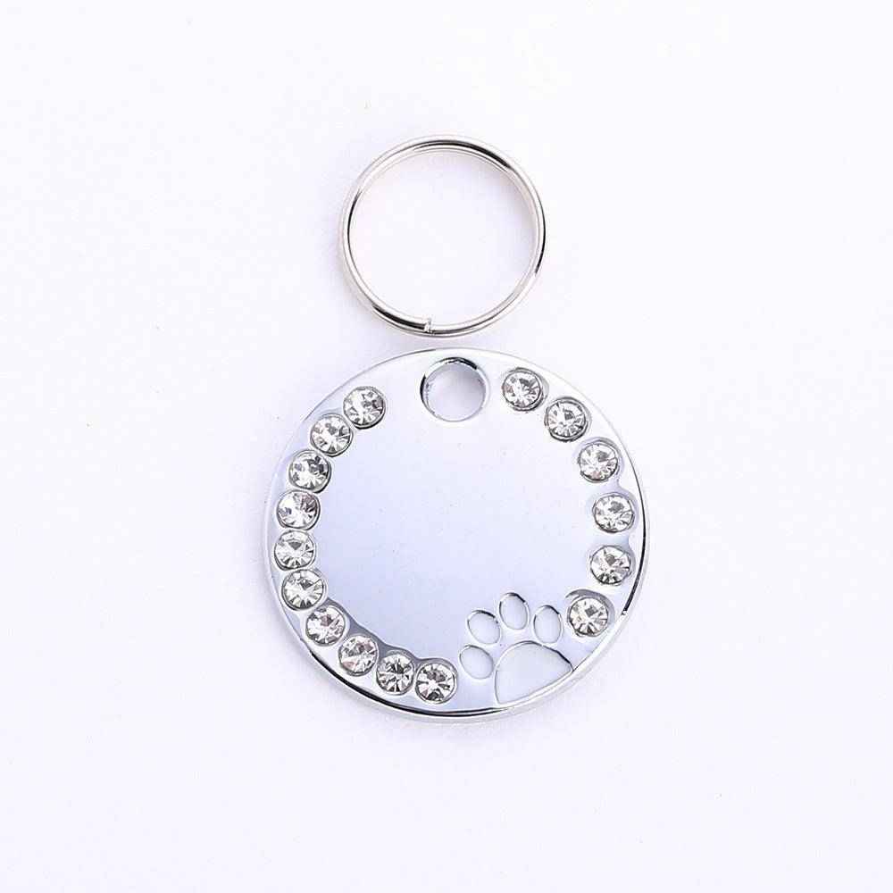 Personalized Round Metal Dog Tag Keychain by Dog Hugs Cat