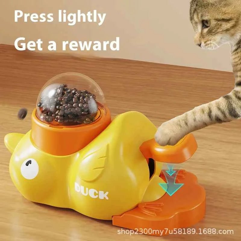 Automatic Pet Feeder with Interactive Cat Toys, Small Yellow Chicken Design by Souths Cheap Stuff