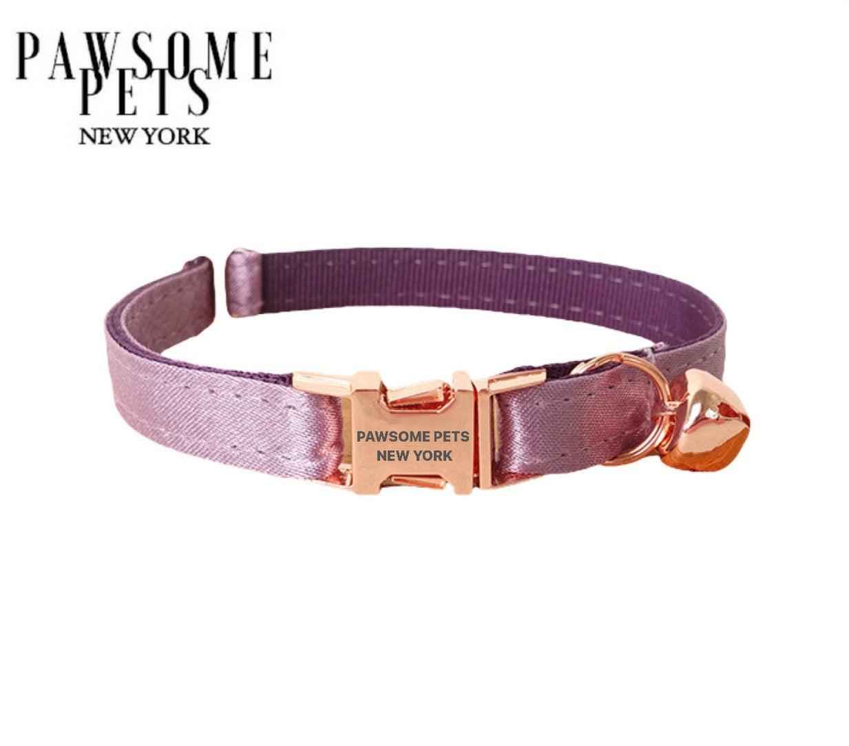 SMALL SIZE DOG & CAT COLLAR - SILVER PURPLE by Pawsomepetsnewyork