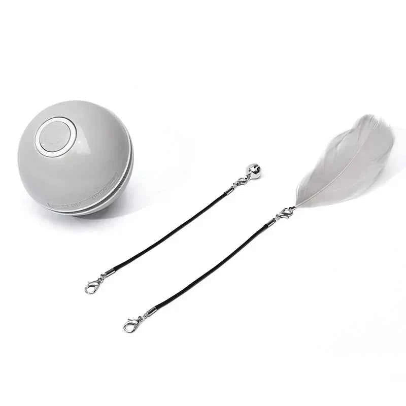 Smart Cat Color LED Feather Bell Toy Ball, Auto Ball Toy, Rotation USB Charging, Pet Accessories by Souths Cheap Stuff